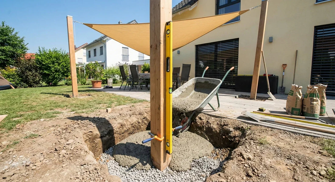 Fixation de poteau pour toile d'ombrage