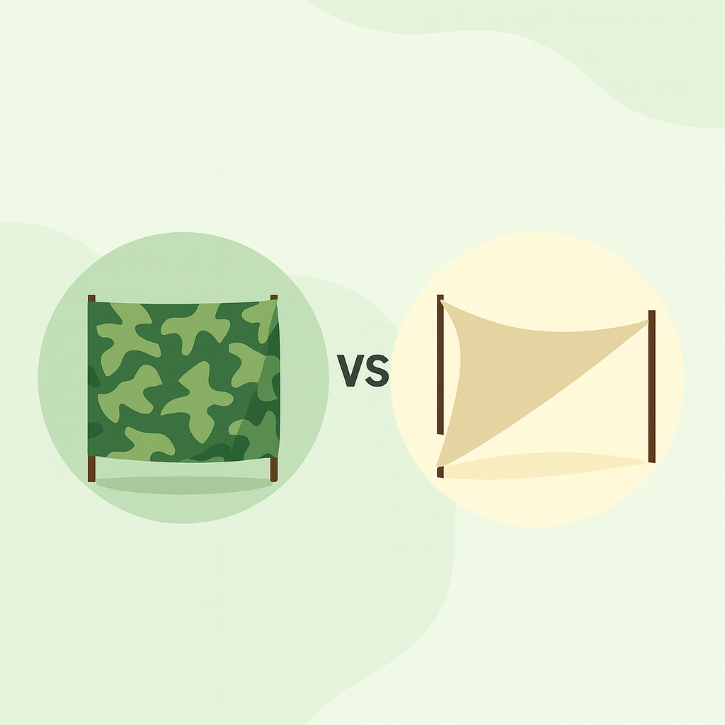 Filet de camouflage ou voile d’ombrage : quelles différences ?