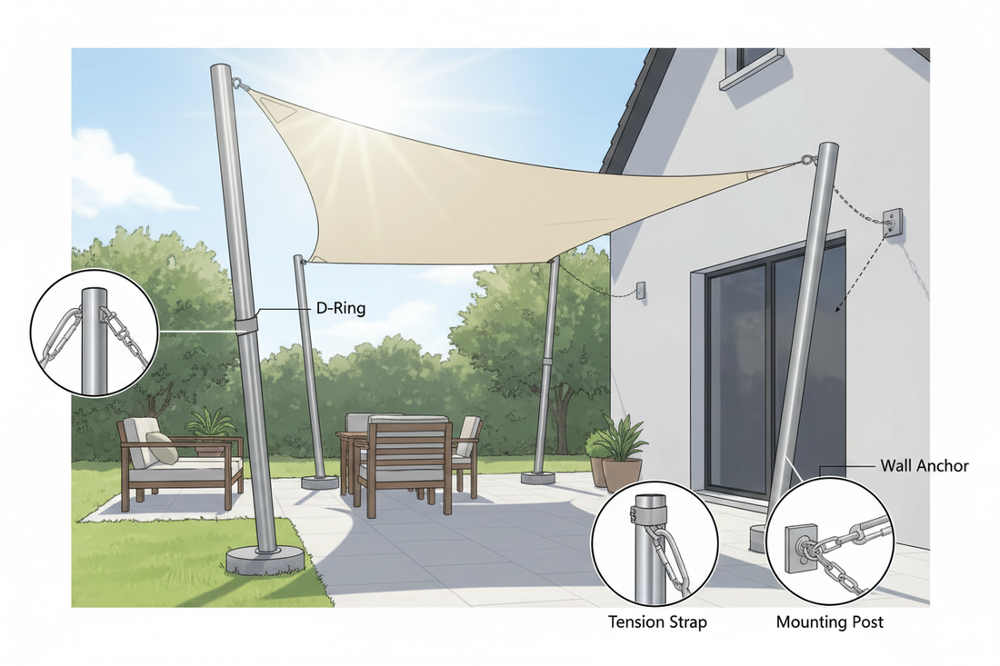 fixer voile d'ombrage sans percer