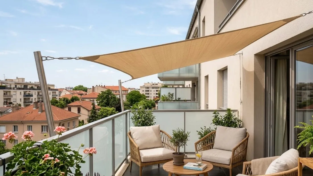 Voile d'ombrage sur un balcon