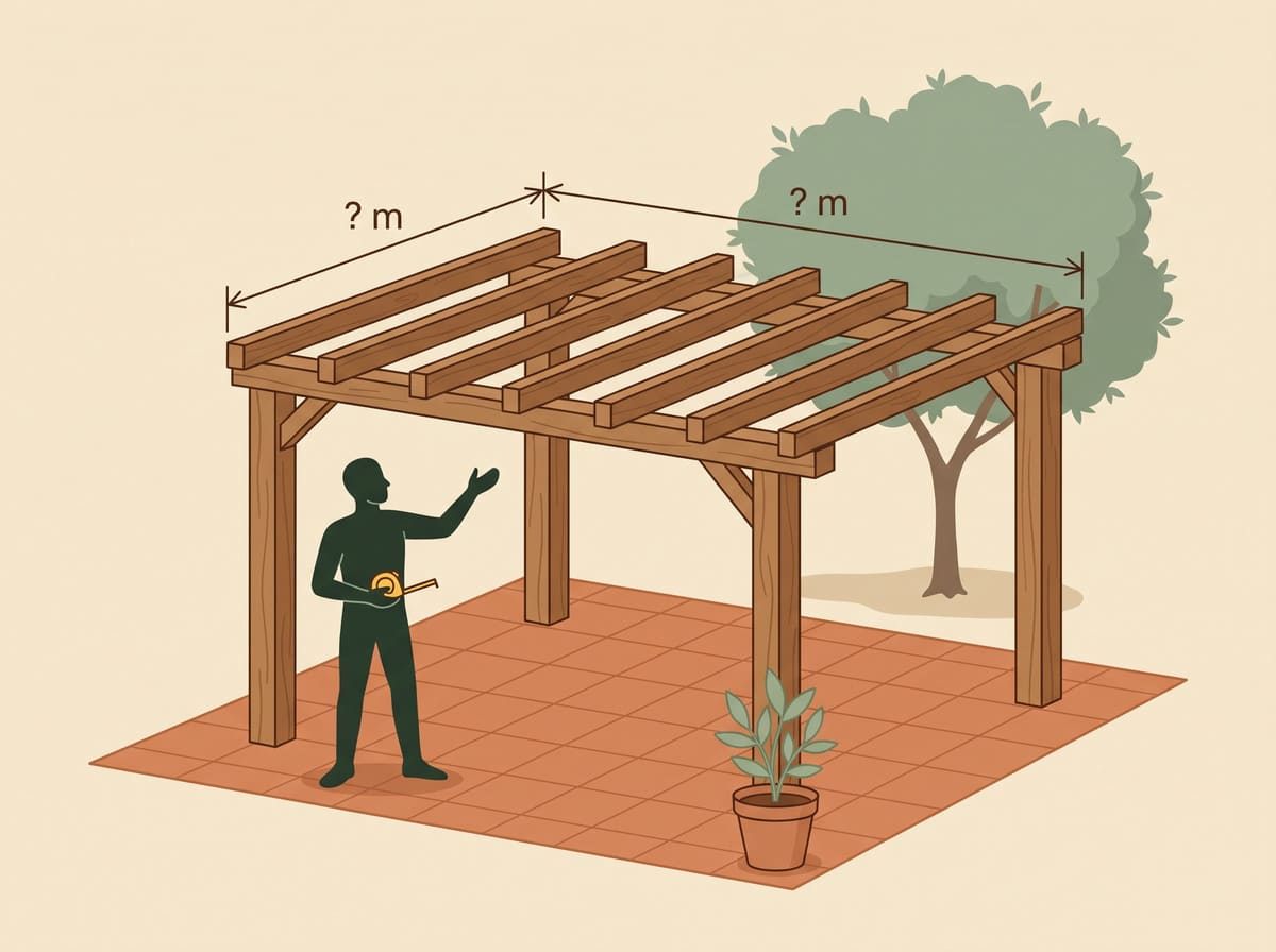 Prendre les mesures sous la pergola avant la pose de la toile